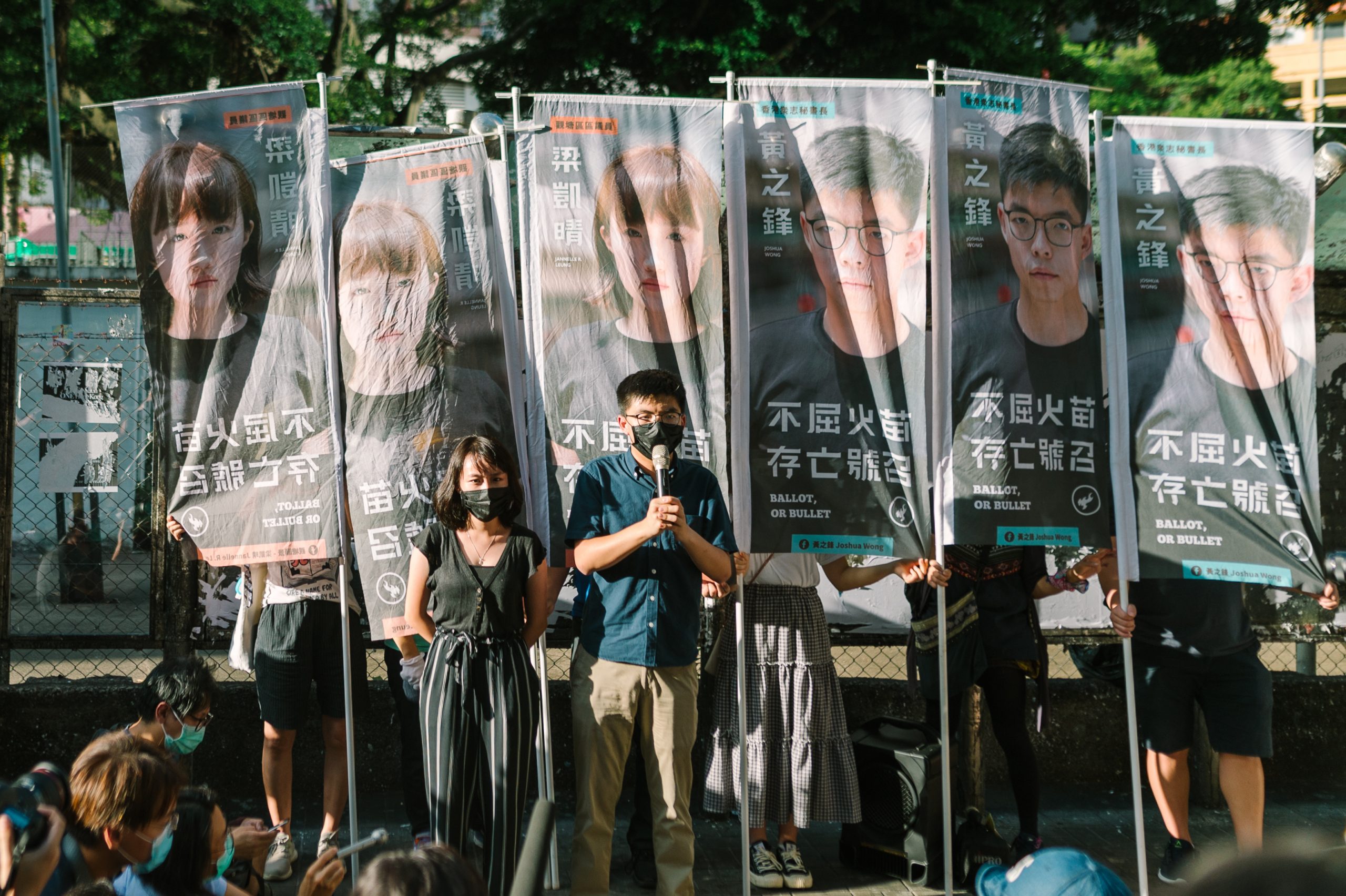 Hong Kong,China - June 19 2020: Joshua Wong announced to join the 2020 Hong Kong pro-democracy primaries in Kwun Tong MTR Station

