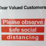 Reminder to observe social distancing at a local supermarket.