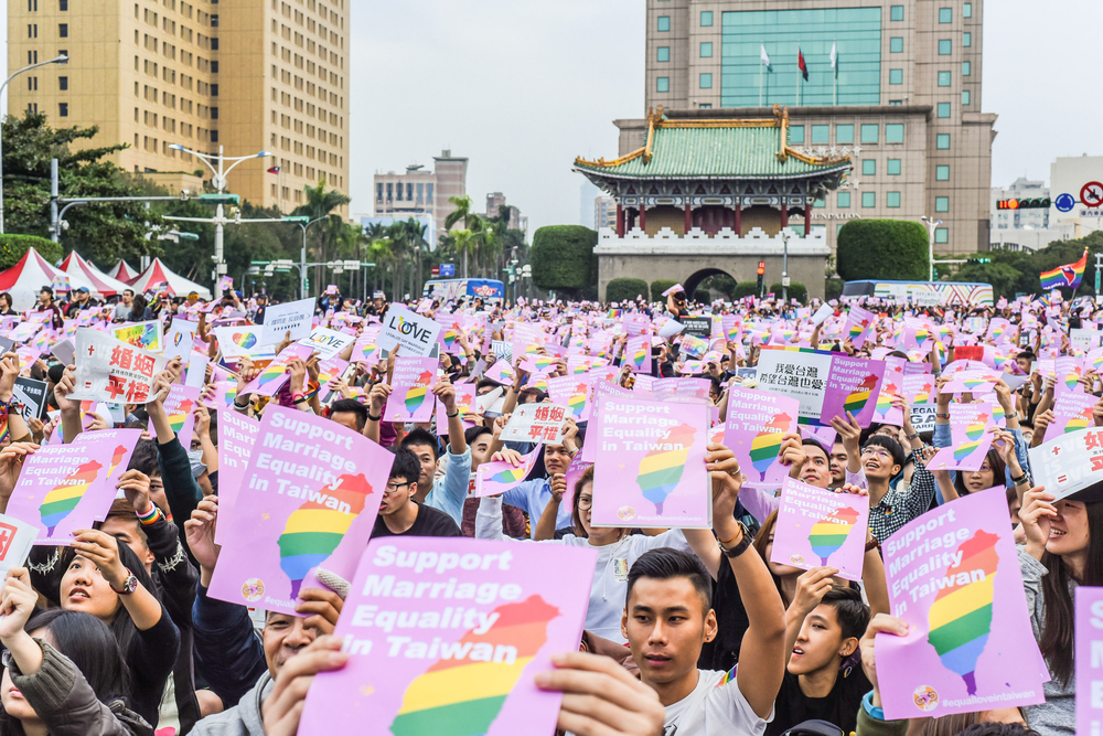 Taipei, Taiwan-December 10, 2016: 250 Thousand People Gathering in Front of the Presidential Office Building of Taiwan to Support Same-Sex Marriage and the LGBT Rights. Image: weniliou / Shutterstock.com.