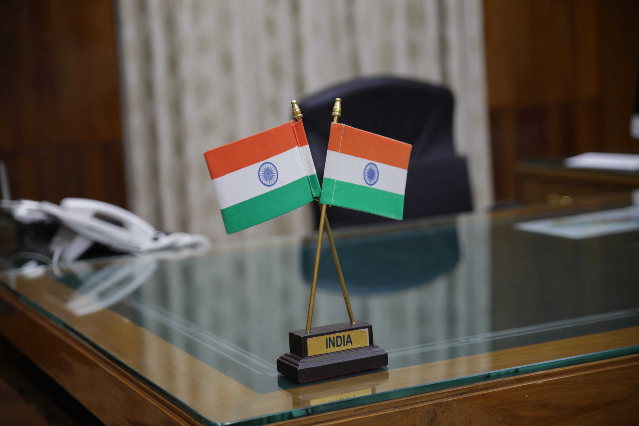 Indian,Tricolor,Flag,Placed,On,The,Executive,Table,Of,A
