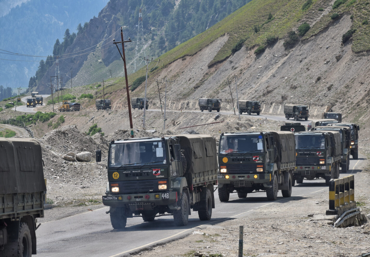 Indain,Army,Convoy,Move,Along,A,Srinagar-leh,Highway,Leading,To
