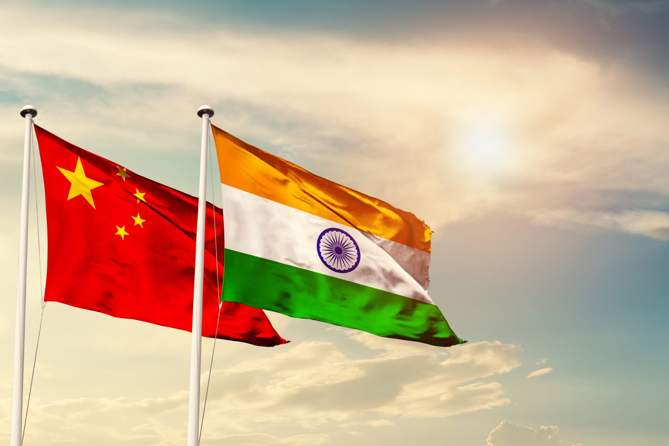 China,India,National,Flag,Cloth,Fabric,Waving,On,The,Sky