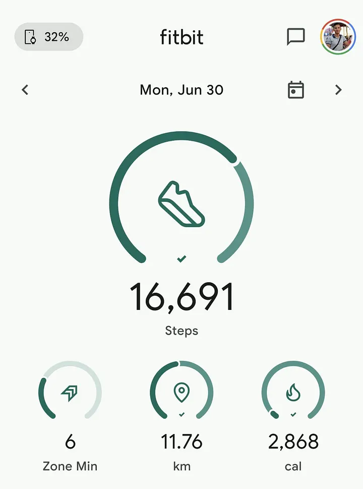 Screen capture of a fitbit app by Mohammad Bin Khidzer, 2025