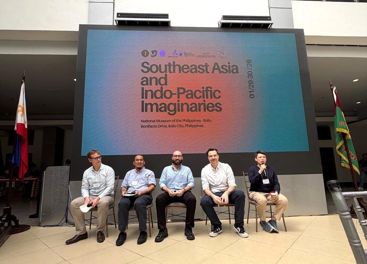 (L-R) Dr David Malitz, Dr Fathun Karib, Dr Yannis-Adam Allouache, Dr Dolf-Alexander Neuhaus and Assoc. Prof. Dr Wasana Wongsurawat presented at the Southeast Asia and Indo-Pacific Imaginaries conference, held on 29–30 January 2026 at the National Museum of the Philippines – Iloilo.